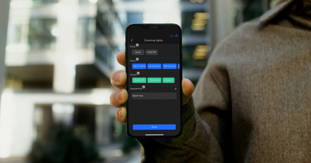 EverLights app \u2014 event scheduling with zones and sequences